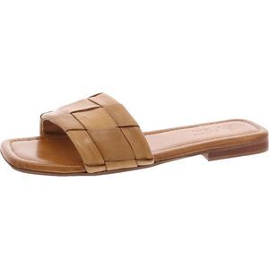 Seychelles Womens Portland Tan Leather Open Toe Flat Slide Sandals Shoes New